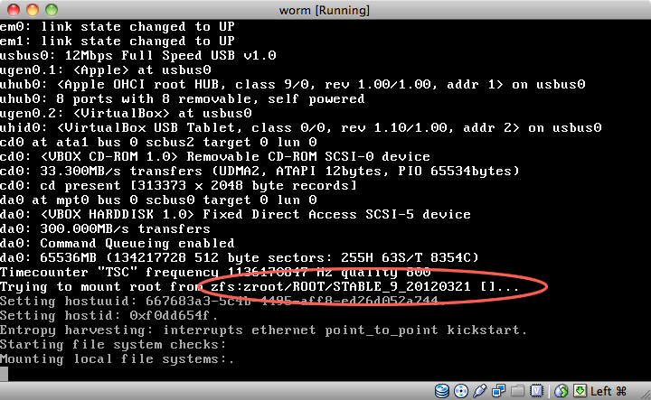 screencapture of rebooting system